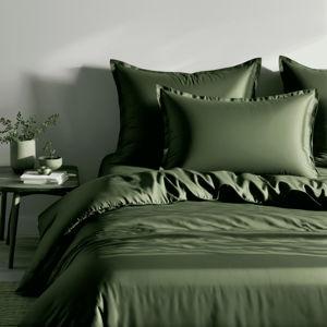White Classic Dark Green Duvet Cover Queen Size, Microfiber Duvet Cover with Zipper, Duvet Cover Set with 2 Pillow Shams, Luxury Soft Comforter Cover Queen Size, 90 x 90 | Comforter Not Included