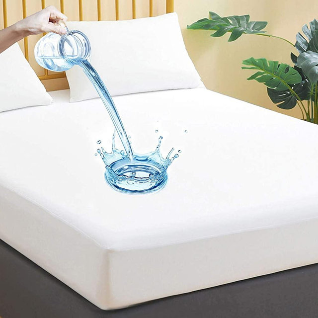 Queen Size Waterproof Mattress Protector, Soft Breathable Cooling Mattress Cover, Fitted Mattress Pad Cover Stretches up to 21 Inches, Noiseless Cooling Bed Cover