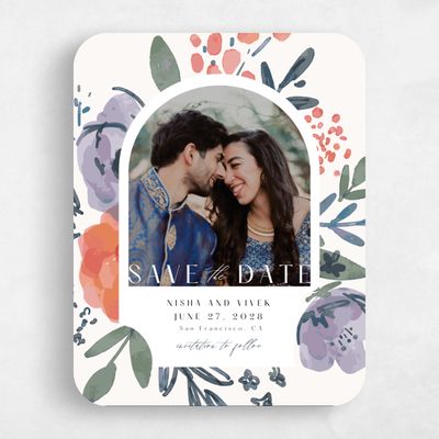 Beige Rounded Wedding Save the Date - Colletta Photo