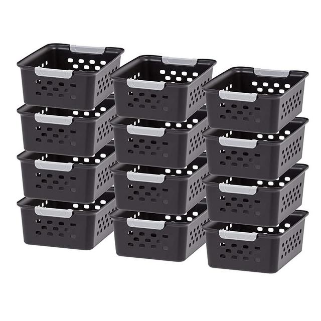 IRIS USA OSB Storage Basket, Small (12PC), Black, 12 Count