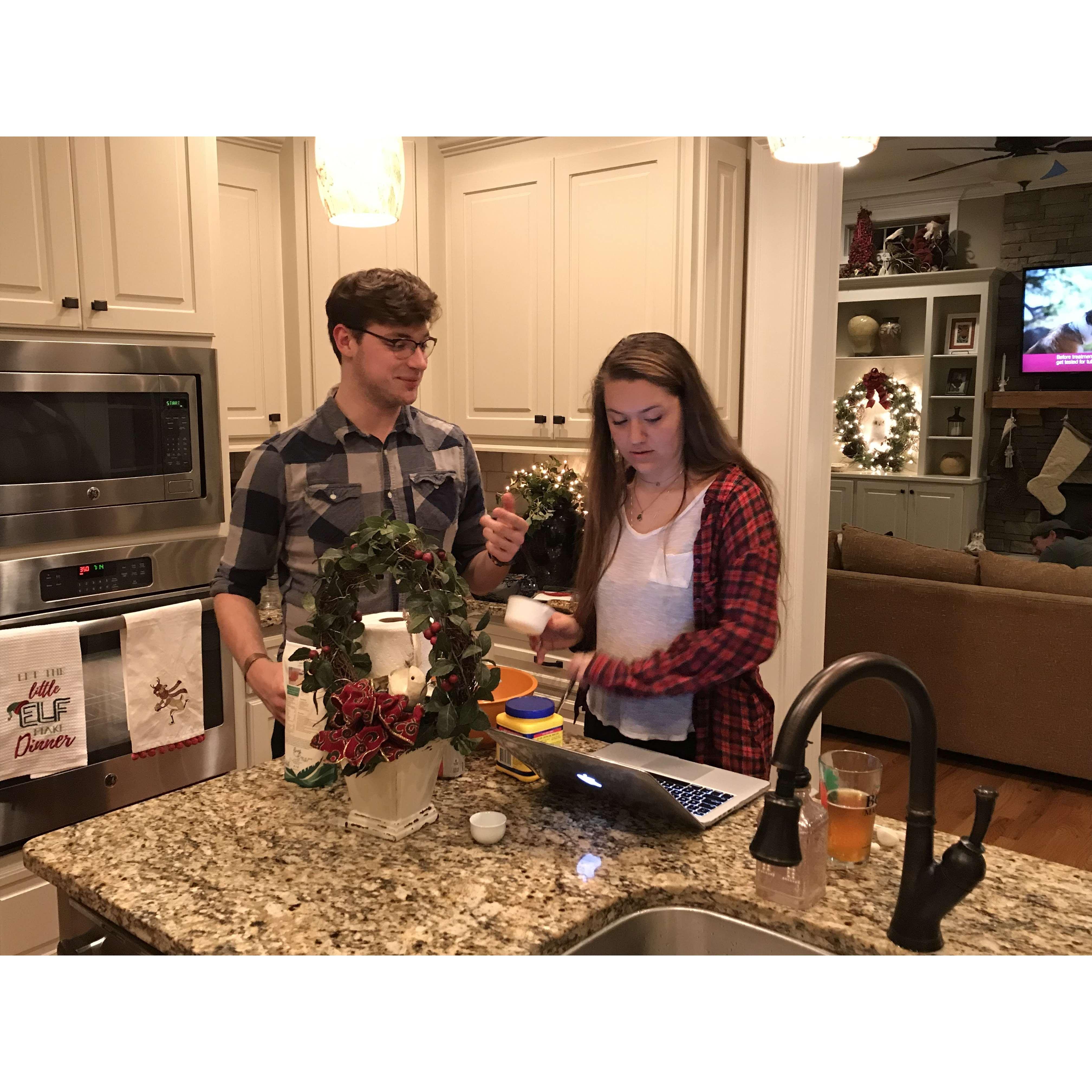 Us baking cookies on the first Christmas we spent together!