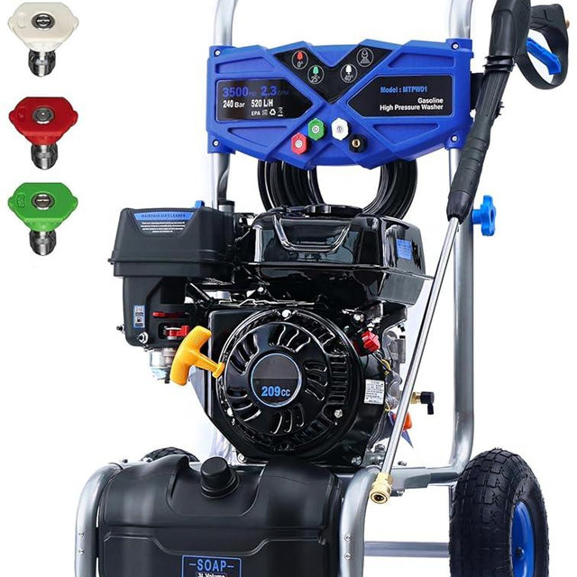 AidBuilt Gas Pressure Washer 3500 PSI 2.3 GPM, Power Washer with 209CC Engine, 25FT Hose, 4 Nozzles, High Pressure Cleaner for Cars, Driveways, Patios, Fences, Home Outdoor Cleaning