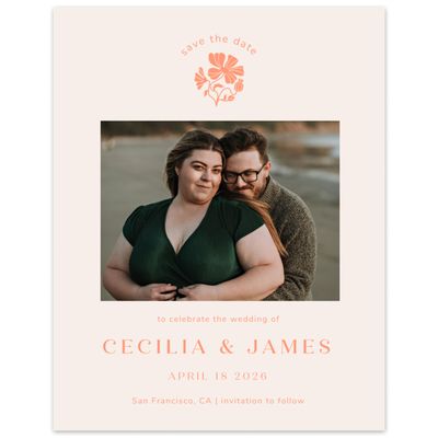 Salmon, Beige Wedding Digital Save the Date - Tiburon Photo
