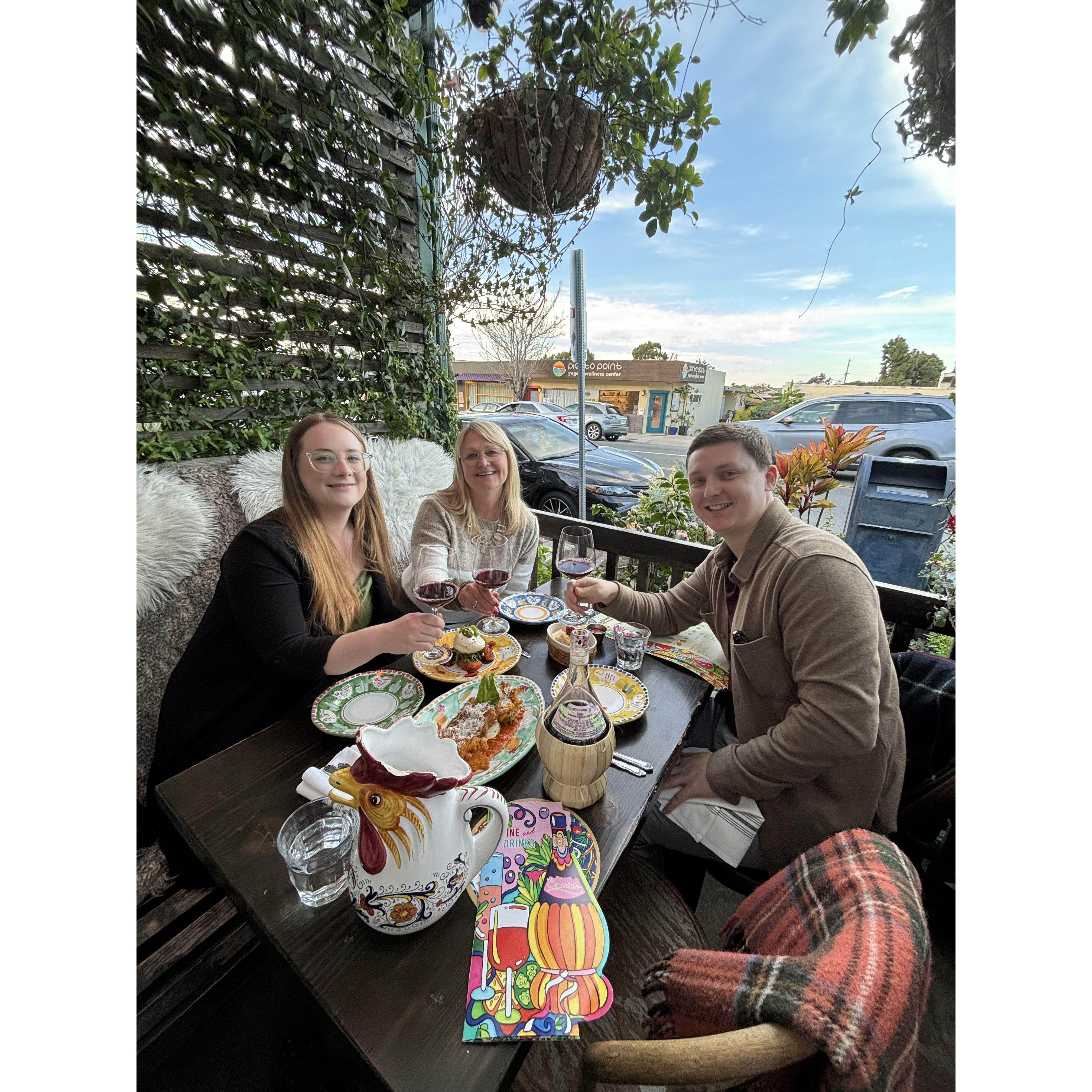 Dining in San Diego with Austin's mom Jean. March 2025