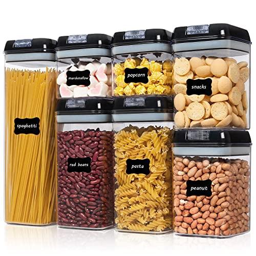 Shazo Airtight 6 Pc Mini Container Set + 6 Spoons, Labels & Marker -  Durable Clear Plastic Food Storage Containers with Lids - Kitchen Cabinet  Pantry Containers for Spices, Herbs, Coffee, Tea etc 