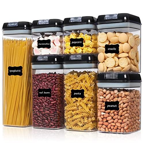  Shazo Airtight Food Storage Container Set 9 Pc Durable Clear  Plastic BPA Free Canisters with Lids - Kitchen Cabinet Pantry Containers  for Spices, Herbs, Coffee, Tea - Spoons, Labels & Marker