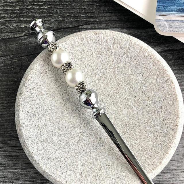 Letter Opener with Pearl and Metal Beads, Beaded Letter Opener, Desk Accessory, Gift for Mom, Teacher Gift, Office Letter Opener, OOAK Gift