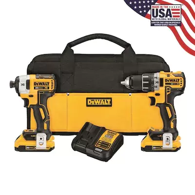 DEWALT XR 2-Tool 20V MAX LI-ION Cordless Brushless Drill/Driver + Impact Driver Combo Kit with Soft Case (Charger Included and (2) 2.0Ah Batteries Included)