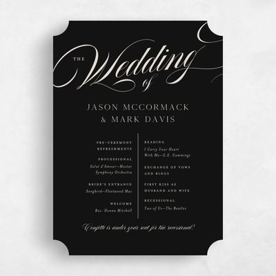 Black Ticket Wedding Program - Marquis