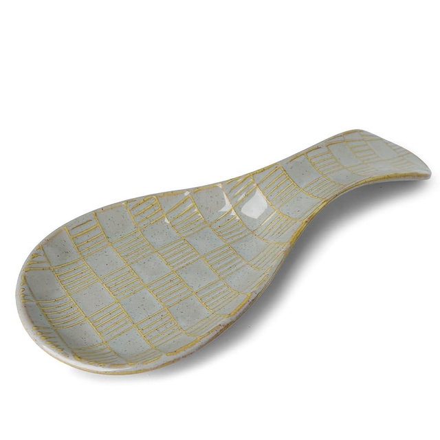 GDCZ 8.5Inch Ceramic Spoon Rest, Large Spoon Holder for Stove Top, Heat-Resistant Cooking Utensil Rest, Dishwasher Safe (Grey)