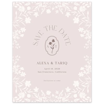 Light Mauve, Pink Wedding Digital Save the Date - Gaia Portrait
