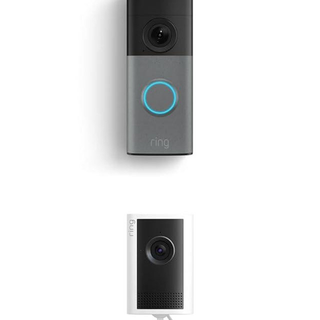 Ring Wired Doorbell (newest model), Speckled Gray with Indoor Cam Plus, White