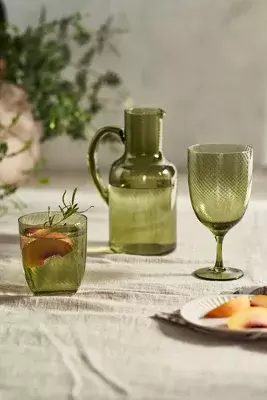 Green Ripple Glassware Collection