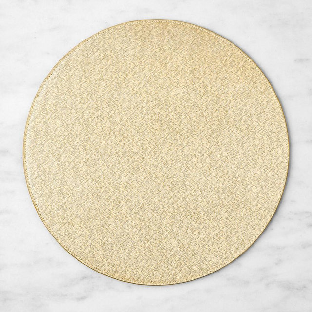 Faux Shagreen Round Placemat, Gold
