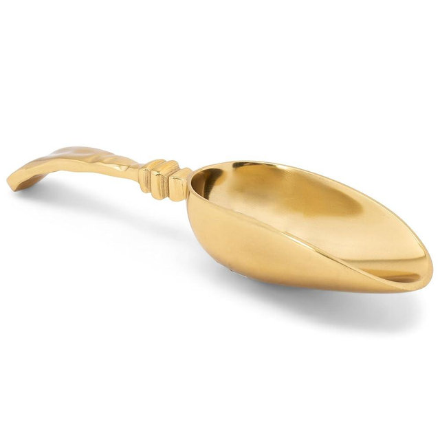 India Handicrafts Gilded Hammered Gold Tone 12 inch Metal Food Ice Scoop