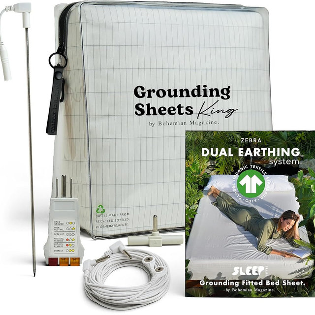ZEBRA Grounding Sheets King Size - 2X Stronger -GOTS Organic Cotton -Tester & Safety Resistor -16.5 Deep Pocket, King Size Grounding Sheet, King Grounding Sheets, Grounded Sheets, Grounding Bed Sheets