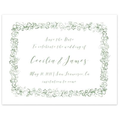 Green Bordered Wedding Digital Save the Date - Brier Landscape