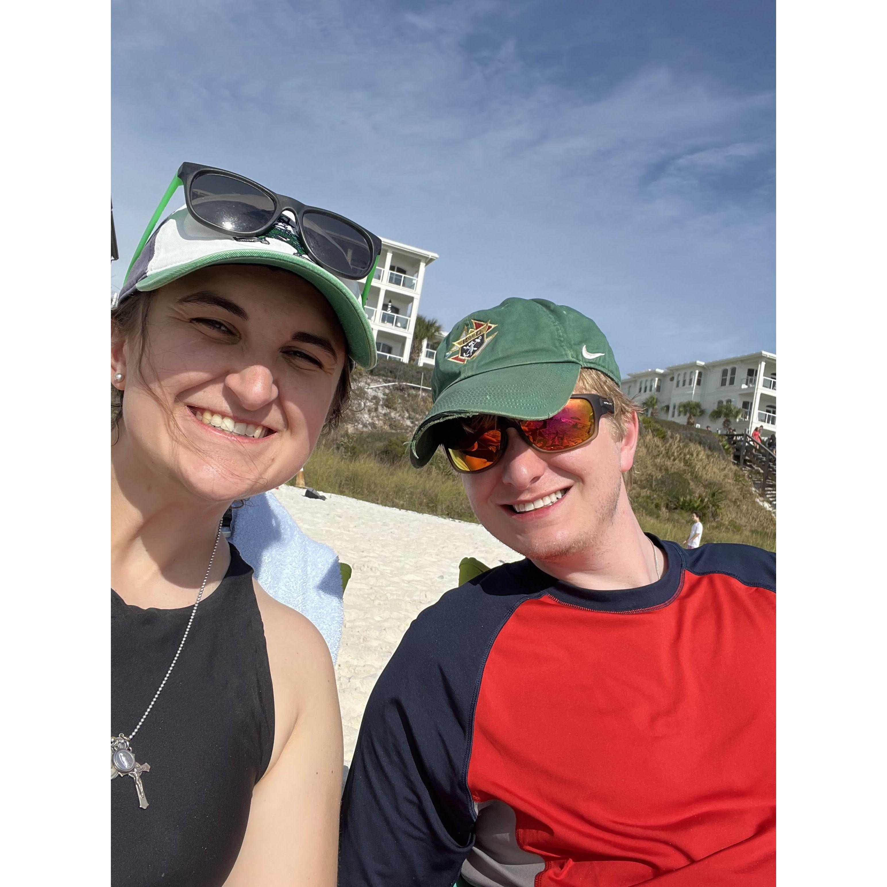 GRE studying at the beach over Thanksgiving
