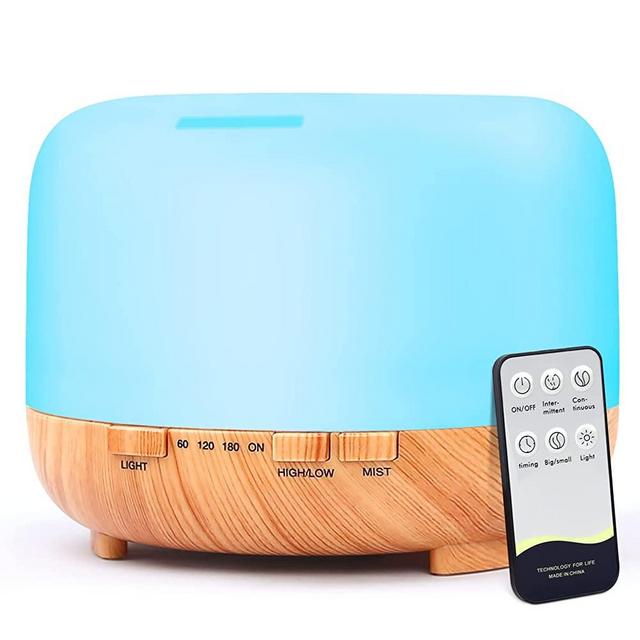 Moisturnt Diffuser Essential Oil Humidifier: 500ml Ultrasonic Aromatherapy Air Vaporizer Remote Control for Large Room Aroma Water Diffusers Timer for Bedroom Home Office