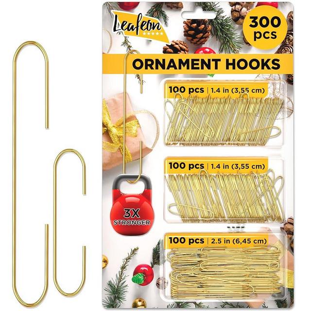Leafeon 300pcs Gold Christmas Ornament Hooks - Gold Ornament Hangers