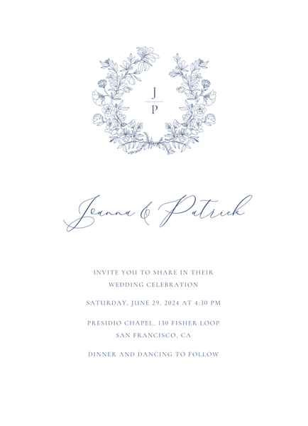 Abelli Portrait | Dark Cobalt | Zola Wedding Invitations