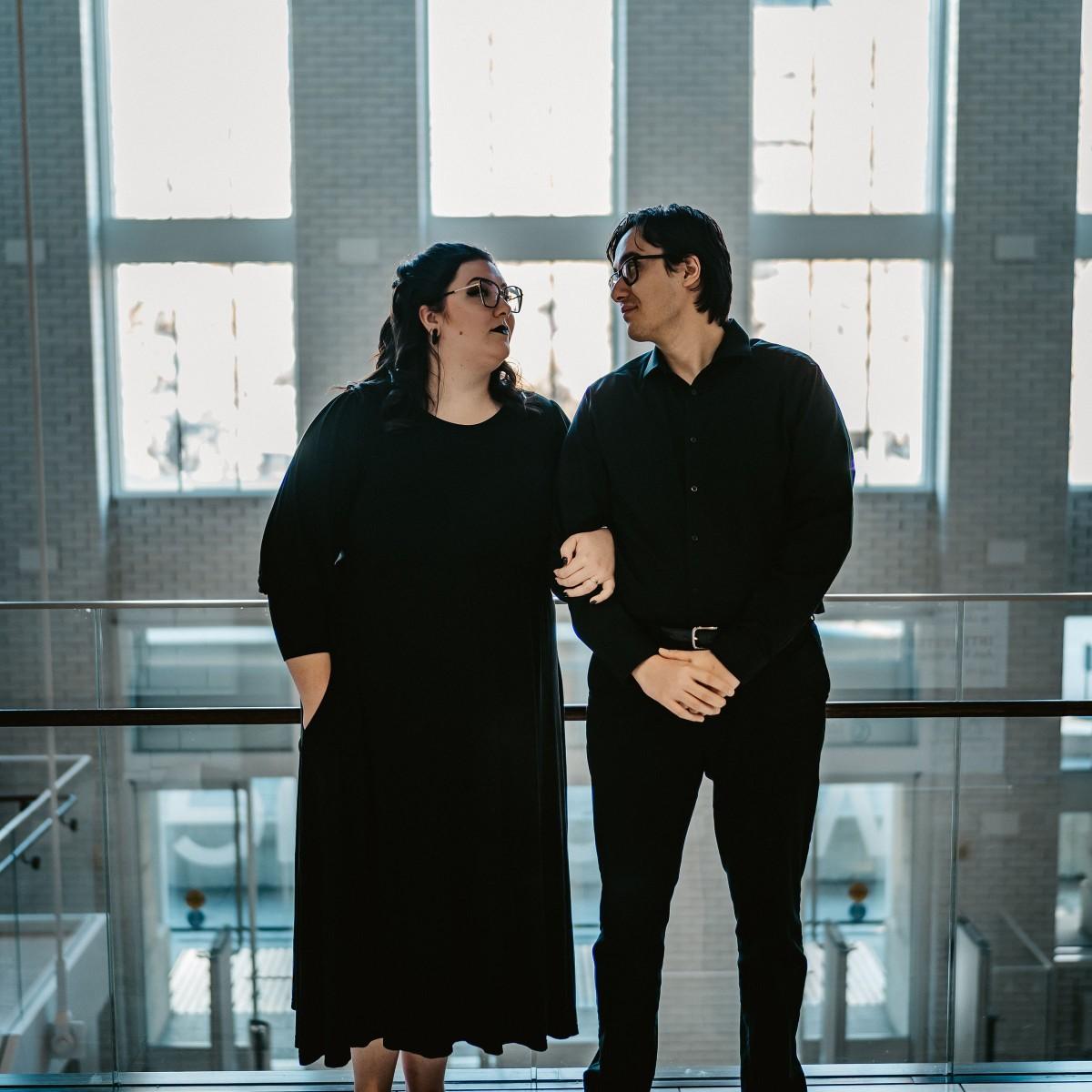 The majority of our engagement shoot featured dark, moody, "gothic" style architecture, but there are a few shots in the newer, more modern portion of the library that are just as gorgeous.