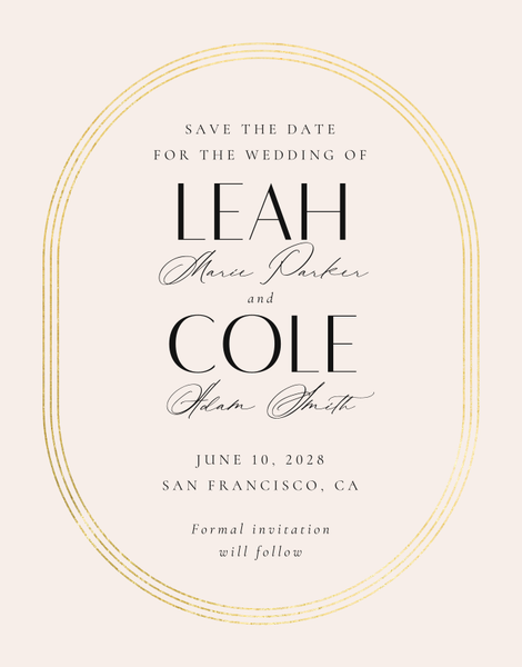 Tatum Portrait Foil | Linen | Zola Save The Dates