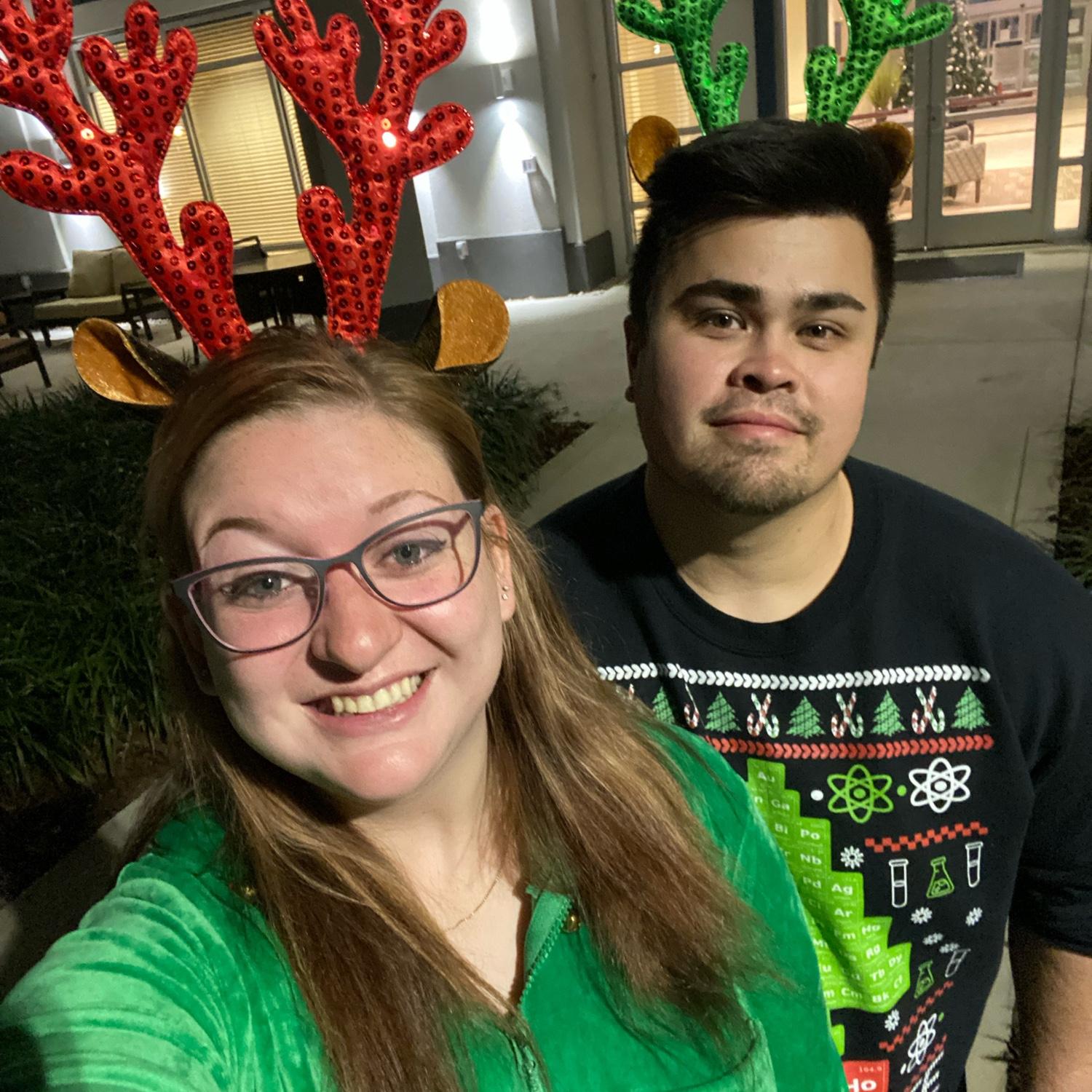 Two reindeer visiting Pops