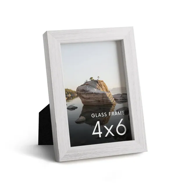 Haus and Hues Oak Picture Frame with Glass, White, 4x6