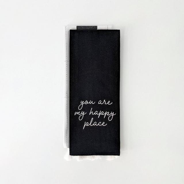 2ct Dish Towel Happy Place Black/White - Bullseye's Playground™