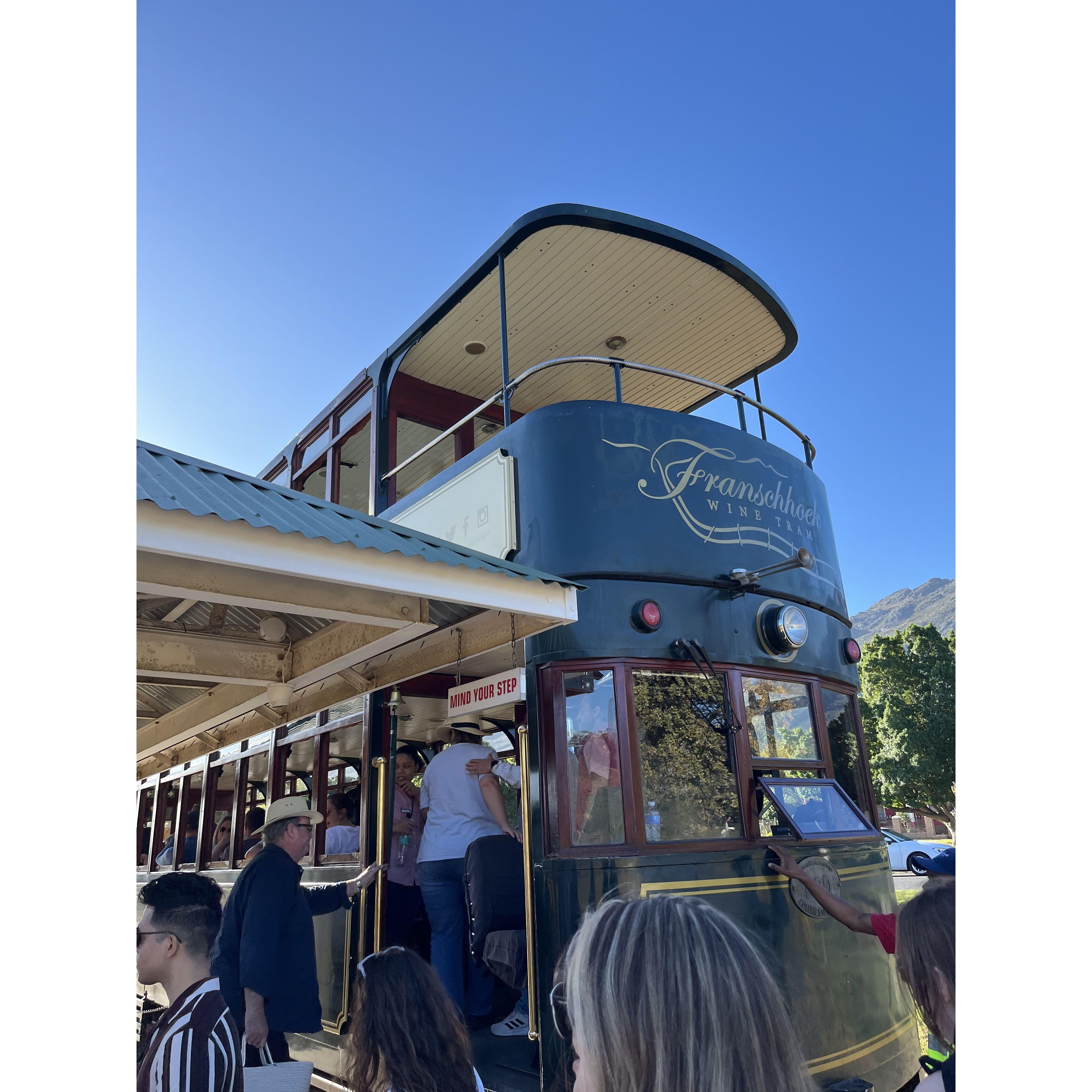 The wine tram in Franschhoek!