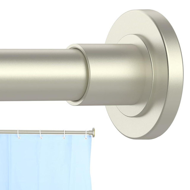 CorkLatta Brushed Nickel Shower Curtain Rod 31 to 92 Inch,1 Inch Diameter Adjustable Spring Tension Stainless Steel Telescoping Rod,Easy Install,No Rust