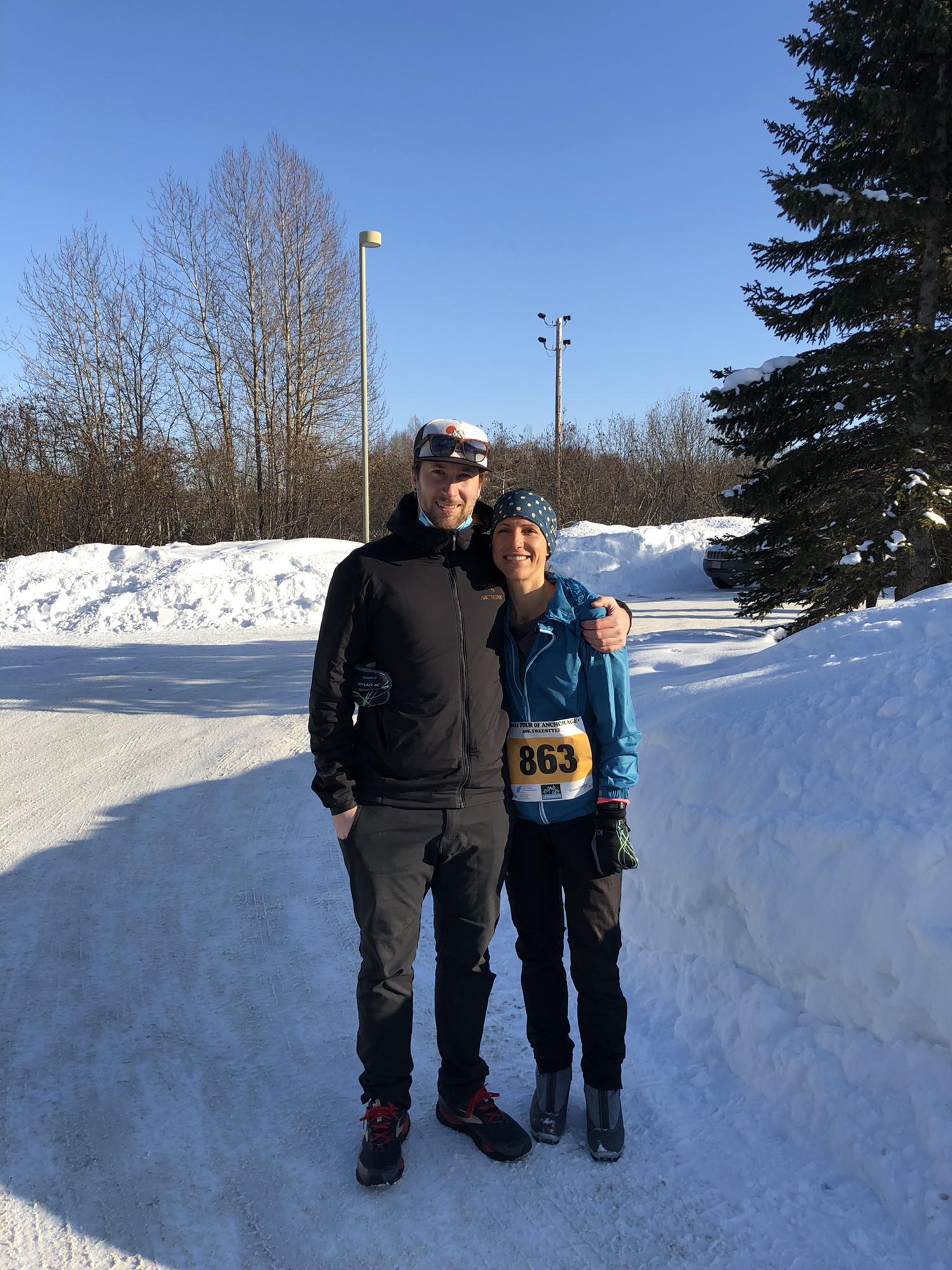 Tour of Anchorage XC Ski Race 2021- Gloria got a PR and Tanner got a sunburn on his face