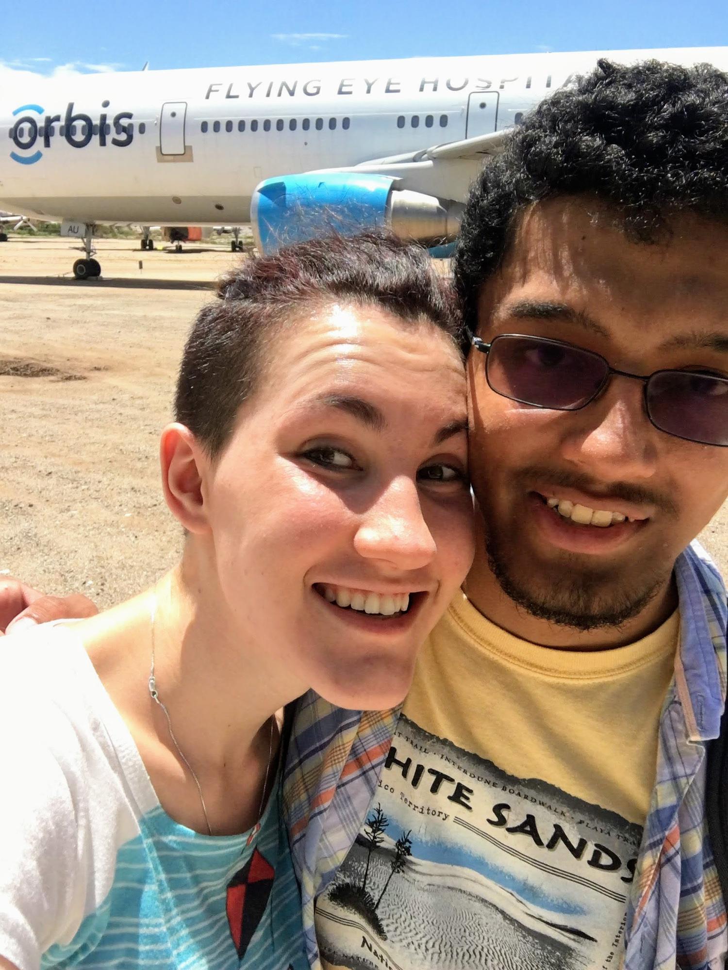 The first time we went on a real date outside, at the Pima Air and Space Museum. B learned pretty early on that airplanes were one of the surest ways to N’s heart.
