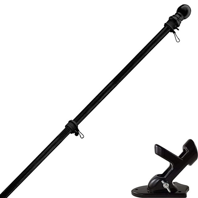 SANDEGOO 5 FT Flagpole Kit,Stainless Steel Heavy Garden Flagpole, Home or Commercial Outdoor Wall Mounted Flagpole (5 FT, Black)