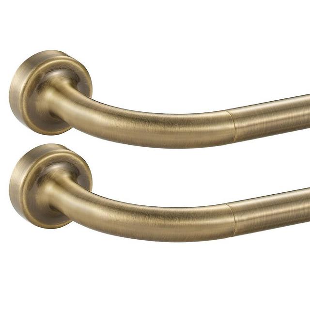 2 Pack Antique Bronze Disc Curtain Rods, 48-84 Inches Window Curtain Rod,Adjustable Room Darkening Curtain Rod with Aluminum Finials and Brackets,Wrap Around Design