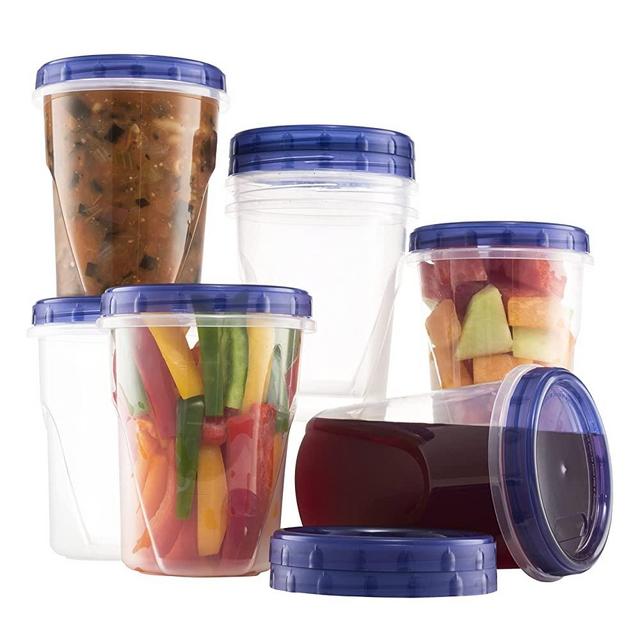 Twist Top Food Soup Storage Containers With lids (32 Oz - 9 Pack) Reusable Deli Freezer Storage Container with Screw On Lids leak proof Airtight Stackable, Microwave Safe BPA FREE