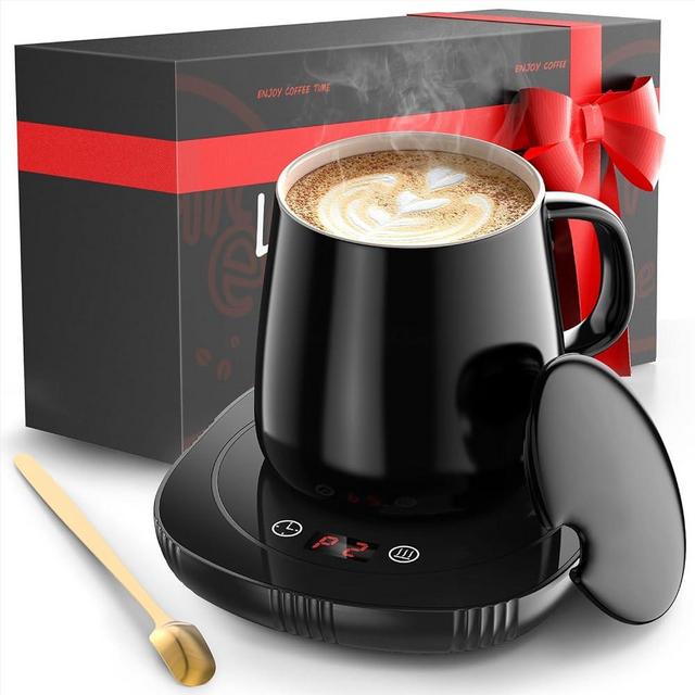 Mug Warmer with Mug, Coffee Cup Warmer with Auto Shut Off, Smart Coffee Mug Warmer with 2 Temp Settings, 1-12H Time Setting, LCD Display, Coffee Warmer for Desk, Office, Birthday