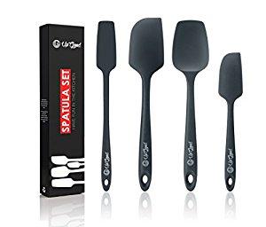 Silicone Spatula Set | 4 Versatile Tools Created for Cooking, Baking and Mixing | One Piece Design, Non-Stick & Heat Resistant | Strong Stainless Steel Core (UpGood Kitchen Utensils, Formal Grey)
