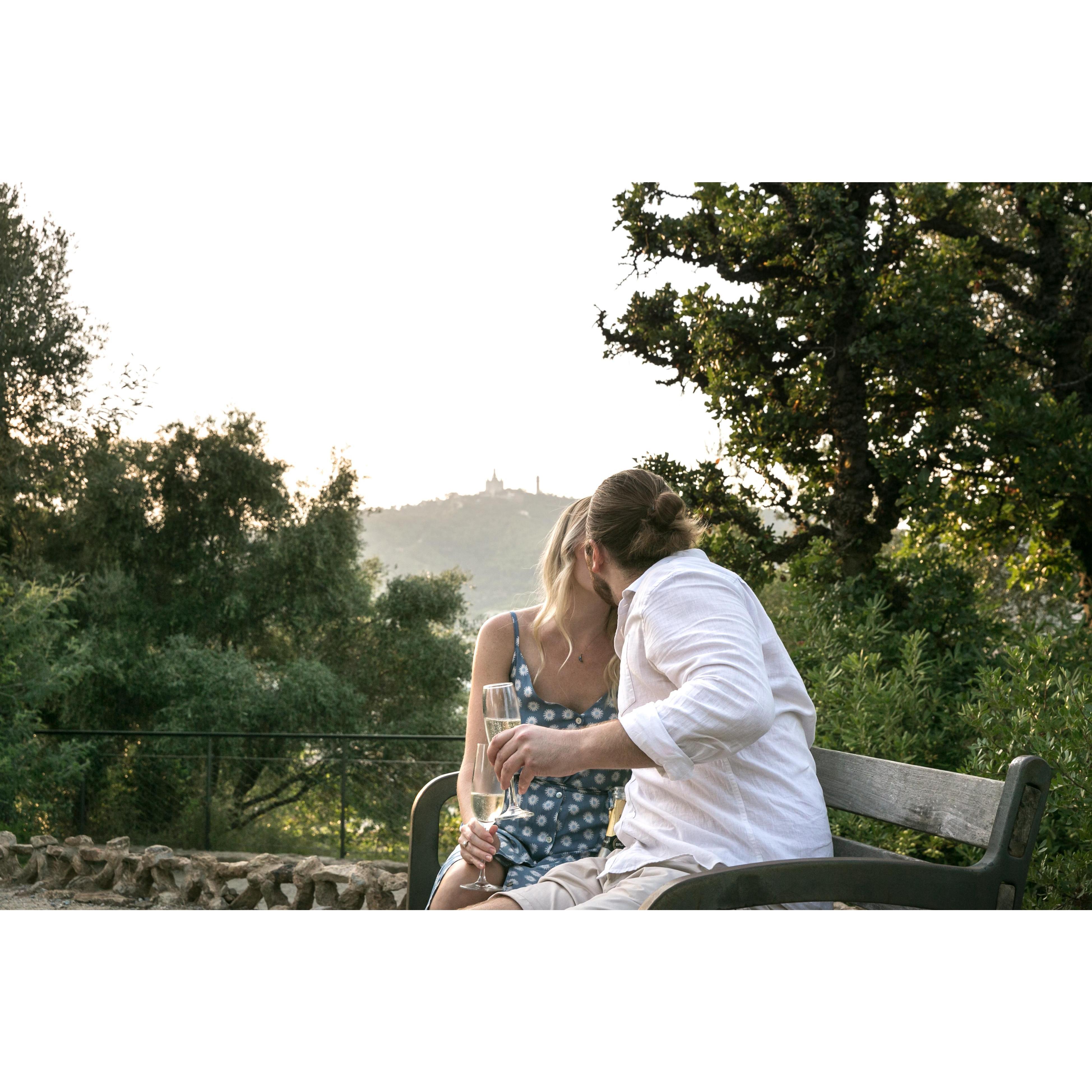 The bench where Kyle proposed!