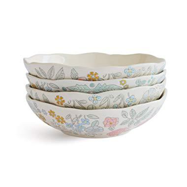 Dorotea Hand Painted Soup/Cereal Bowl, 7.25-Inch, Set of 4