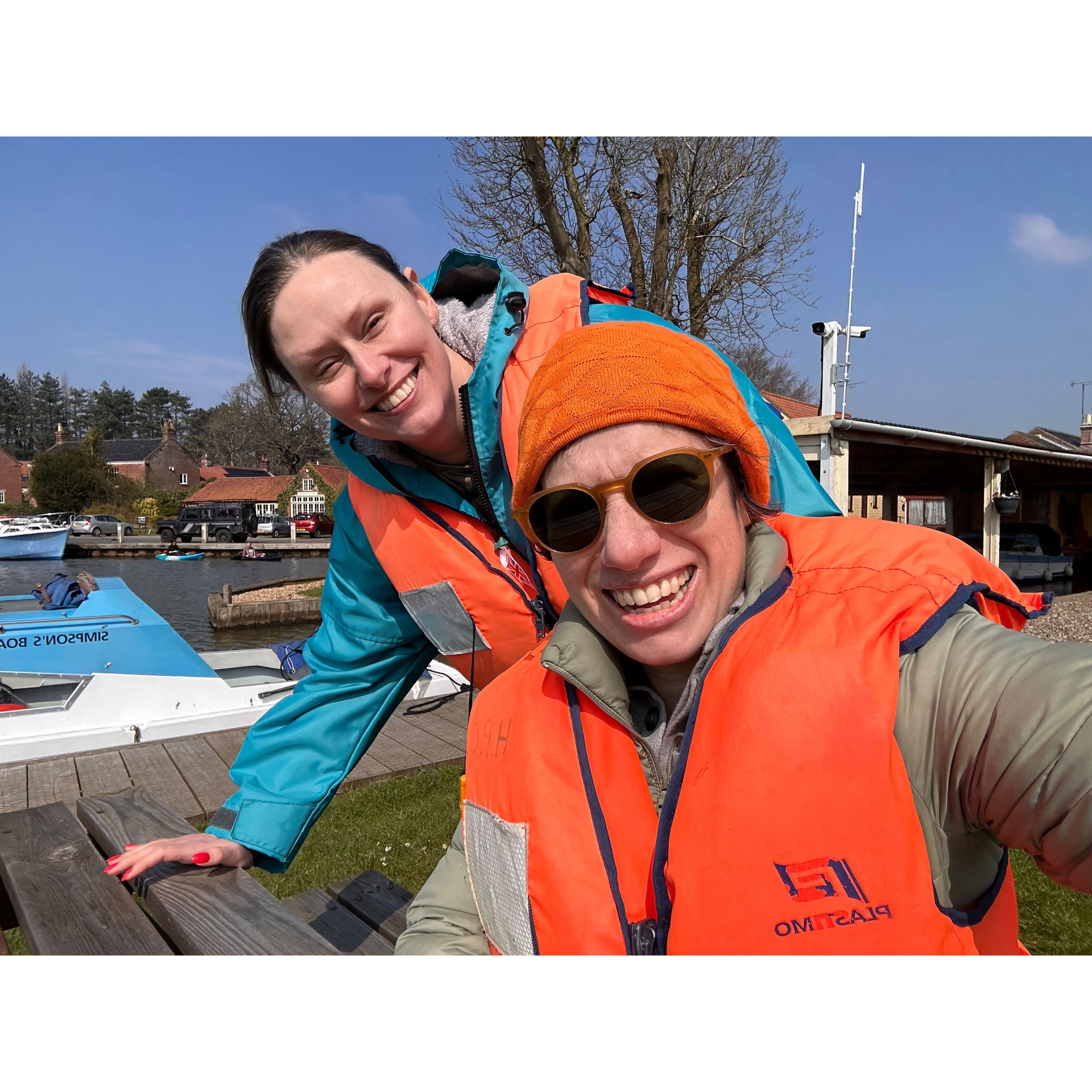 Boating on the Norfolk Broads.