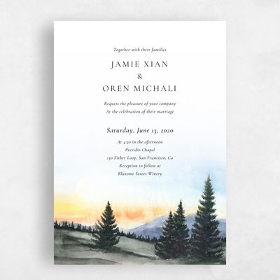 Fall, Green Wedding Invitation - Deepcreek Portrait