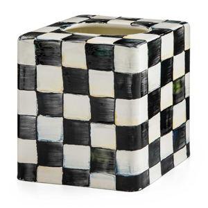 MACKENZIE-CHILDS Tissue-Box Cover, Tissue Holder for Home Decor, Black-and-White Courtly Check, Square