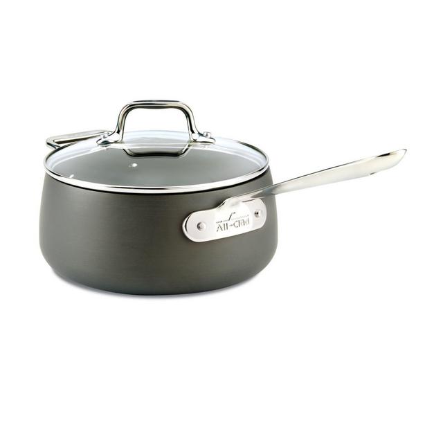 All-Clad HA1 Hard Anodized Nonstick Cookware, Sauce Pan with Lid, 3.5 quart
