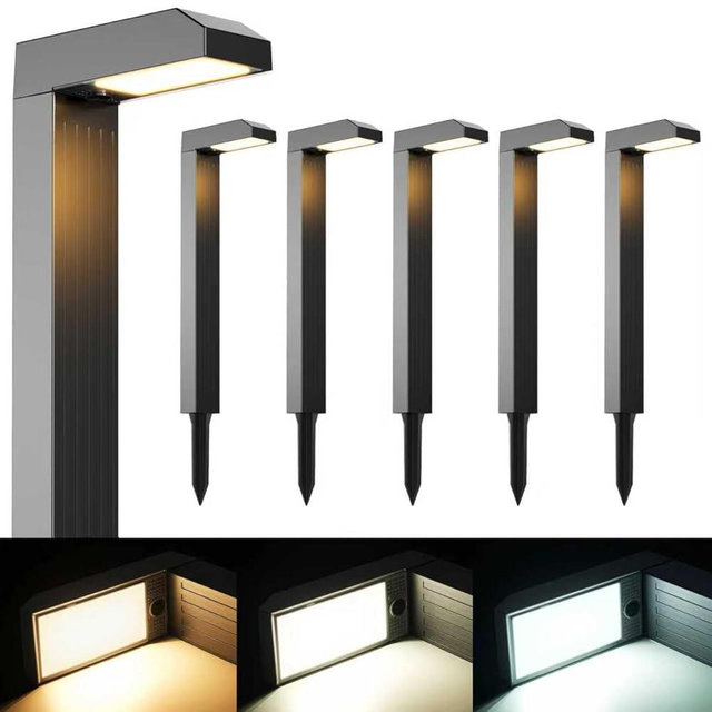 Solar Pathway Lights Outdoor 6 Pack, 3 Color in 1 Bright Landscape Lighting with Cool/Warm/Daylight White Modes, Auto On/Off, IP65 Waterproof for Yard Garden Patio Walkway Sidewalk Lawn Decor