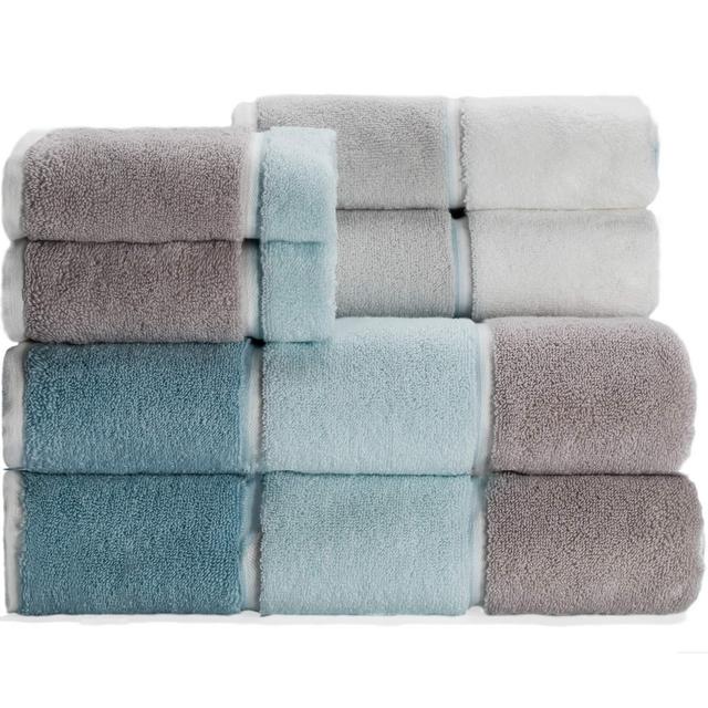 Caro Home Maya Seaglass 6 Piece Bath Towel Set - 2 Bath Towels 2 Hand Towels 2 Face Towels - 100% Combed Cotton Premium Quality Multi Pattern Color, Thick and Heavy Weight Plush Absorbent 600 GSM