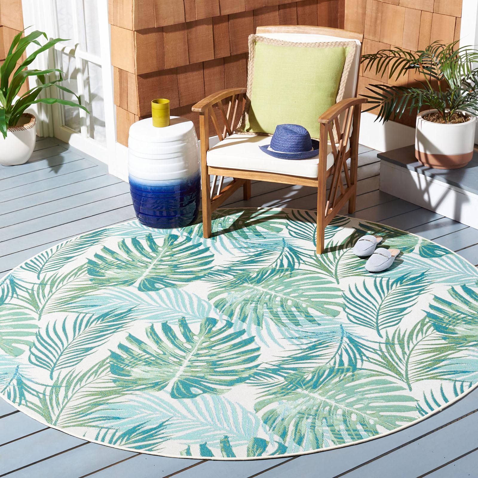 Safavieh BAR535J Tappeto Tropicale Per Interni/Esterni 120x180 Cm: Corallo In Teal E Bianco, Resistente A Macchie E UV - 2