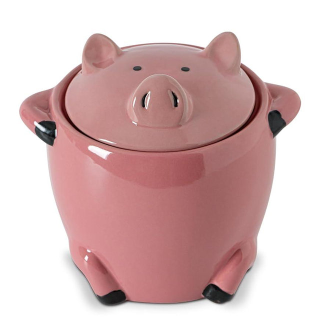 GABROC Ceramic Bacon Grease Saver With Strainer Pig Shaped Bacon Grease Container For Kitchen With Lid Cute Grease Can Grease Saver Pink Funny Cooking Grease Container Colador De Aceite De Cocina