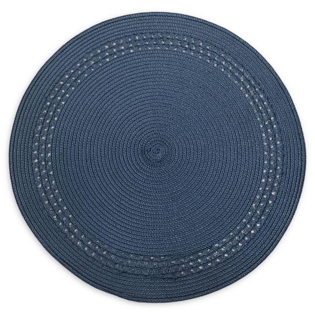 Destination Summer Spiral Border Indoor/Outdoor Round Placemat in Indigo